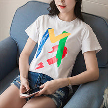 Embroidery T-shirts New  Women Summer T Shirt Fashion Tops Plus Size Female Short Sleeve t shirts 72610 SM6