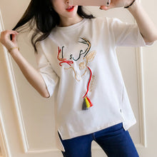 Embroidery T-shirts New  Women Summer T Shirt Fashion Tops Plus Size Female Short Sleeve t shirts 72610 SM6