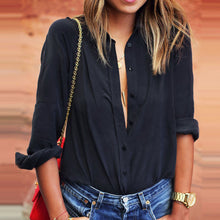 Europe Style Women Blouse Boyfriend Shirt Chiffon Blouses Large Size Casual Black Shirts Women Sexy V Neck Blouses Blusa CF