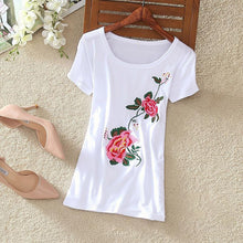 Fashion  New Summer Short Sleeve T-shirts Chinese Style Flowers Embroidery T Shirts Plus Size Female Casual Women Tops 72608 SM6