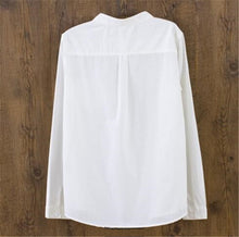 Fashion  New Women Leaves Embroidery Stand Collar Shirt White Long Sleeves Blouse Ladies Office Tops Shirt 33048 SM6