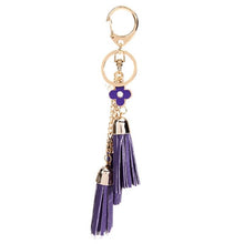 Casual PU Tassels women keychain bag pendant alloy car key chain ring holder retro jewelry for women CF