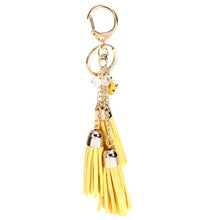 Casual PU Tassels women keychain bag pendant alloy car key chain ring holder retro jewelry for women CF