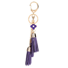 Casual PU Tassels women keychain bag pendant alloy car key chain ring holder retro jewelry for women CF