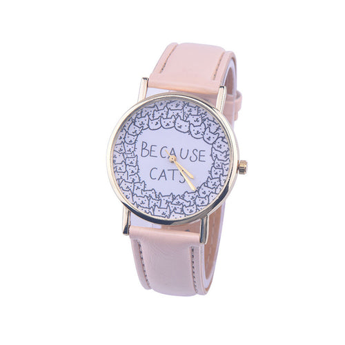 Cat Print Dial Watches Lovely Women Dress Watch Charms Lady Casual Reloj Quartz Watches orologio da polso 5 Colors CF