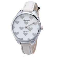 Geneva Watch Women Elegant Clock PU Leather Band Heartshaped Alloy Dial Black Quartz Wrist Watch CF