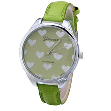 Geneva Watch Women Elegant Clock PU Leather Band Heartshaped Alloy Dial Black Quartz Wrist Watch CF