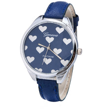 Geneva Watch Women Elegant Clock PU Leather Band Heartshaped Alloy Dial Black Quartz Wrist Watch CF