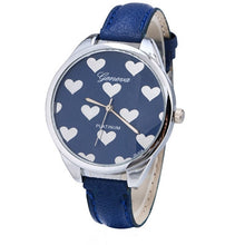 Geneva Watch Women Elegant Clock PU Leather Band Heartshaped Alloy Dial Black Quartz Wrist Watch CF