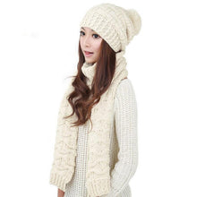 Girl Women Warm Woolen Knit Hood Scarf Shawl Caps Hats Suit casquette hat Better CF