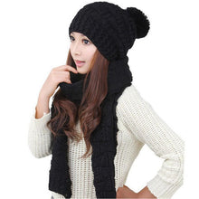 Girl Women Warm Woolen Knit Hood Scarf Shawl Caps Hats Suit casquette hat Better CF
