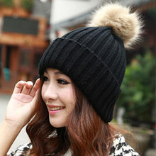 Girl Women Rabbit Fur Ball Warm Hat Crochet Knitted Wool Cap casquette hat Better CF