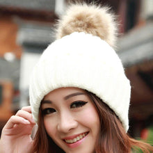 Girl Women Rabbit Fur Ball Warm Hat Crochet Knitted Wool Cap casquette hat Better CF