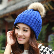 Girl Women Rabbit Fur Ball Warm Hat Crochet Knitted Wool Cap casquette hat Better CF