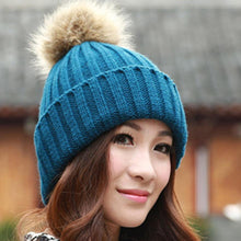 Girl Women Rabbit Fur Ball Warm Hat Crochet Knitted Wool Cap casquette hat Better CF