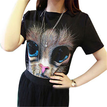 Fashion Print T-shirt Summer Cartoon Big Eyes Cat Print Women's T Shirt College Wind Casual Wild Girl Top Tees 71174 SM6