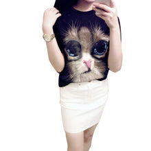 Fashion Print T-shirt Summer Cartoon Big Eyes Cat Print Women's T Shirt College Wind Casual Wild Girl Top Tees 71174 SM6