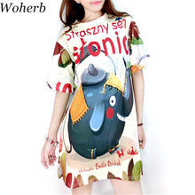 Fashion Thai Tide Card Cartoon Character Print New  Summer Women Vestidos Casual Short Sleeve Dress Plus Size Loose Dresses SM6