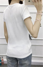 Fashion Women Shirt  Woman Head Print Short Sleeve Tee 3D Lace Decoration T-shirt Loose White Plus Size Tops Tee 33003 SM6