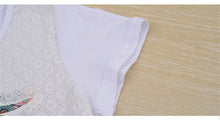 Female Chiffon Top Shirt  O-collar Short Sleeve Tops Printing Lace Hollow Patchwork Shirt Loose Fashion Vestidos 33077 SM6