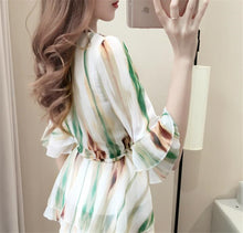 Female Tops Shirt  Summer Cute Half Sleeves O-neck Blouses Gradually Changing Color Shirt Loose Woman Chiffon Shirt 33064 SM6