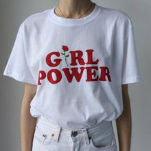 GIRL POWER T Shirt Women Loose Cotton Woman T-Shirt O Neck Shirts Casual Tshirt Print Tee Shirt SM6