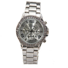 Geneva Gold Watch Women Rhinestone Crystal Date Quartz Clock Stainless Steel Strap Luxury Relogio Feminino CF