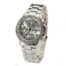 Geneva Gold Watch Women Rhinestone Crystal Date Quartz Clock Stainless Steel Strap Luxury Relogio Feminino CF