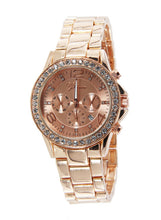 Geneva Gold Watch Women Rhinestone Crystal Date Quartz Clock Stainless Steel Strap Luxury Relogio Feminino CF