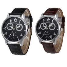 Geneva Mechanical Watch Men Top Luxury Military Relogio Masculino Retro Design PU Leather Band Army Clock CF