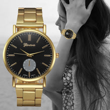 Geneva Quartz Gold Watch Women Relogio Feminino Stainless Steel Band Bracelet Clock Gift CF