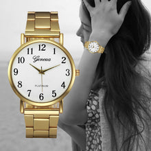 Geneva Quartz Watch Gold Women Rhinestone Crystal Clock Stainless Steel Band Analog Bracelet Relogio Feminino CF