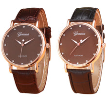 Geneva Quartz Watch Rhinestone Crystal Dress Clock Retro Design PU Leather Band Analog Relogio Feminino CF