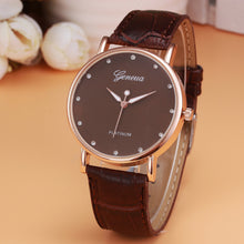 Geneva Quartz Watch Rhinestone Crystal Dress Clock Retro Design PU Leather Band Analog Relogio Feminino CF