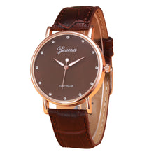 Geneva Quartz Watch Rhinestone Crystal Dress Clock Retro Design PU Leather Band Analog Relogio Feminino CF