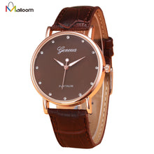 Geneva Quartz Watch Rhinestone Crystal Dress Clock Retro Design PU Leather Band Analog Relogio Feminino CF