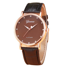 Geneva Quartz Watch Rhinestone Crystal Dress Clock Retro Design PU Leather Band Analog Relogio Feminino CF