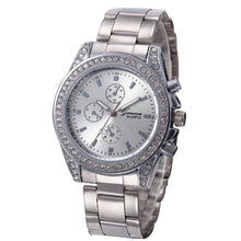 Geneva Watch Gold Silver Women Rhinestone Crystal Stainless Steel Band Quartz Dress Clock Relogio Feminino CF