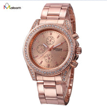 Geneva Watch Gold Silver Women Rhinestone Crystal Stainless Steel Band Quartz Dress Clock Relogio Feminino CF