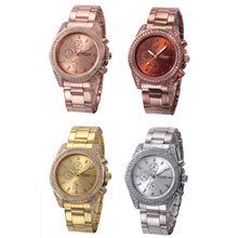 Geneva Watch Gold Silver Women Rhinestone Crystal Stainless Steel Band Quartz Dress Clock Relogio Feminino CF
