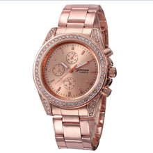 Geneva Watch Gold Silver Women Rhinestone Crystal Stainless Steel Band Quartz Dress Clock Relogio Feminino CF