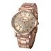 Geneva Watch Women Bracelet Dress Clock Stainless Steel Band Big Dial Quartz Analog Watch Relogio Feminino CF