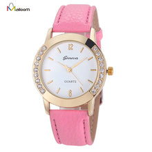 Geneva Watch Women Dress Clock Rhinestone Crystal PU Leather Quartz Wrist Watches Girl Relogio Feminino CF