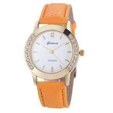 Geneva Watch Women Dress Clock Rhinestone Crystal PU Leather Quartz Wrist Watches Girl Relogio Feminino CF