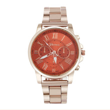 Geneva Watch Women Dress Clock Relogio Feminino Stylish Roman Number Stainless Steel Band Quartz Big Dial Wrist Watch CF