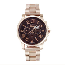Geneva Watch Women Dress Clock Relogio Feminino Stylish Roman Number Stainless Steel Band Quartz Big Dial Wrist Watch CF