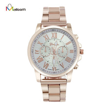 Geneva Watch Women Dress Clock Relogio Feminino Stylish Roman Number Stainless Steel Band Quartz Big Dial Wrist Watch CF