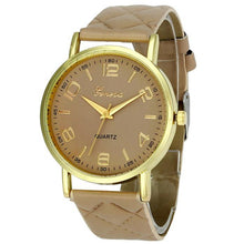 Geneva Watch Women Dress Quartz Clock Big Dial Relogio Feminino PU Leather Analog Bracelet Watches Gift CF