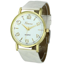 Geneva Watch Women Dress Quartz Clock Big Dial Relogio Feminino PU Leather Analog Bracelet Watches Gift CF