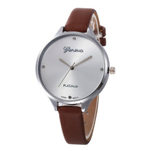 Geneva Watch Women Checkers Faux Leather Big Dial Quartz Analog Dress Clock Relogio Feminino CF